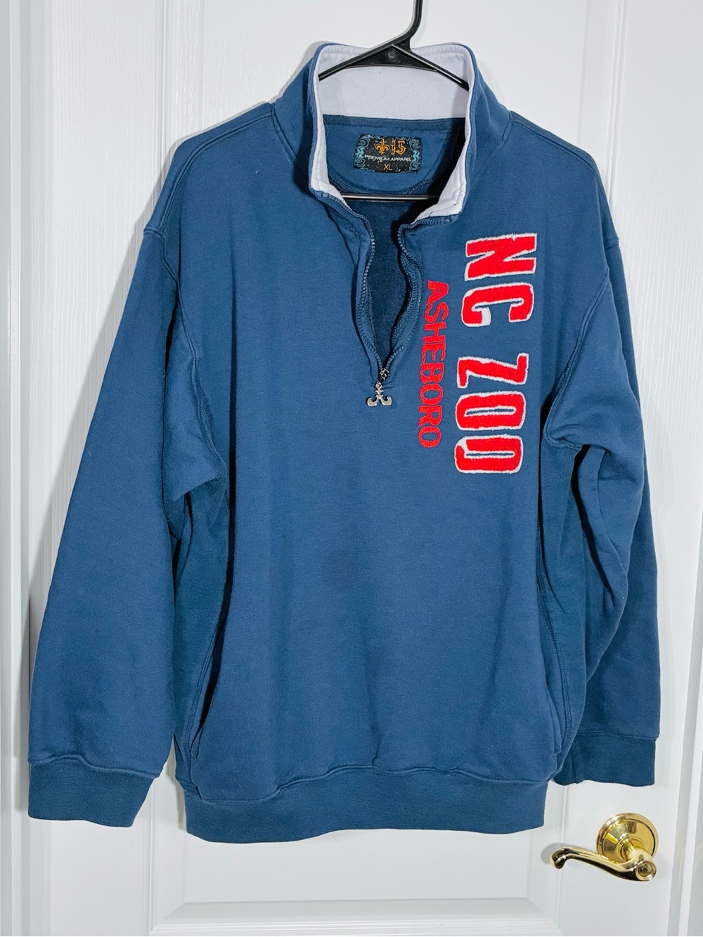 VTG 90s i5 NC Zoo Asheboro Appliqué Quarter Zip Sweatshirt Blue Size XL